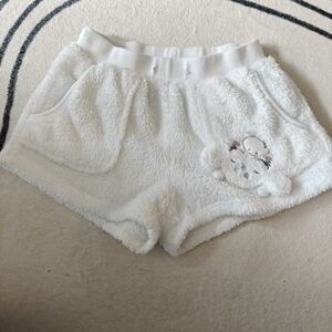 Cozy White Fleece Shorts with Sheep Design